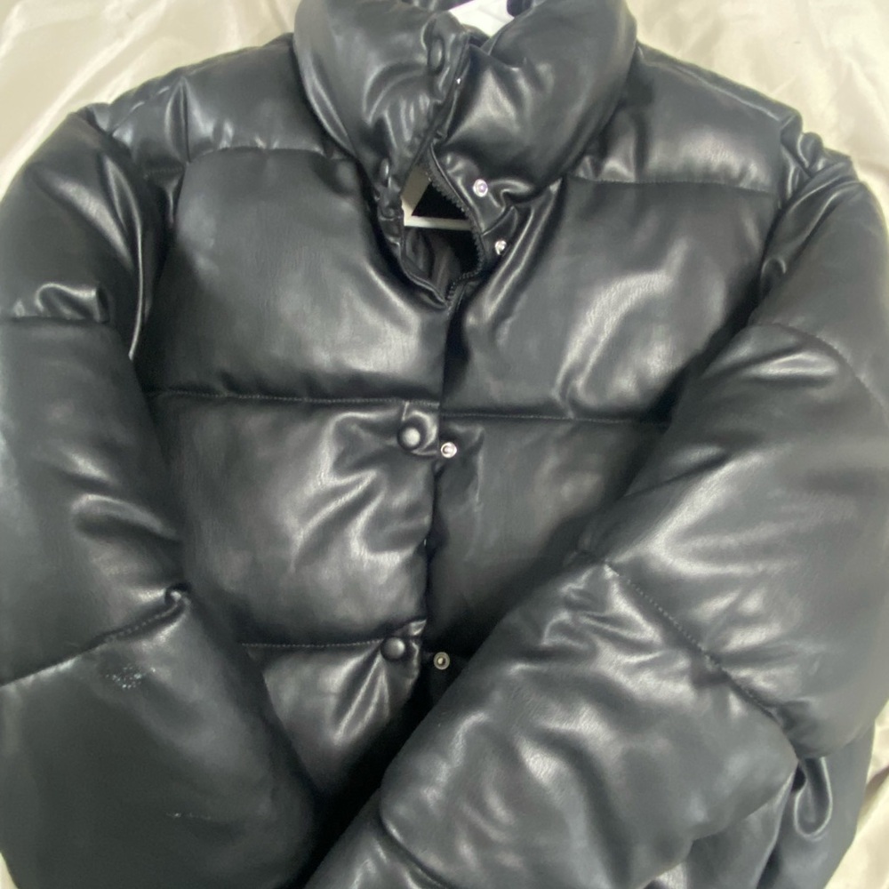 Zara Shiny Black Puffer Coat